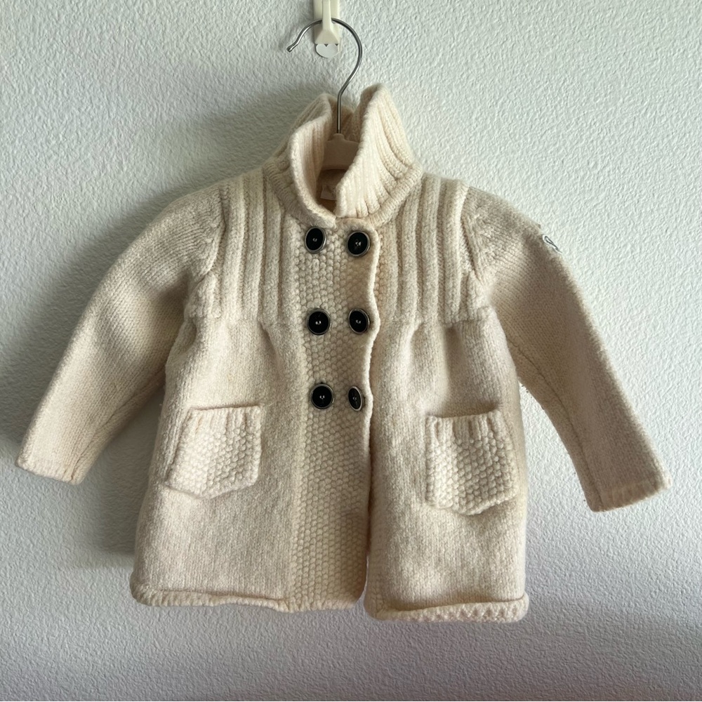 Gucci Baby Cream Double-Breasted Knit Coat